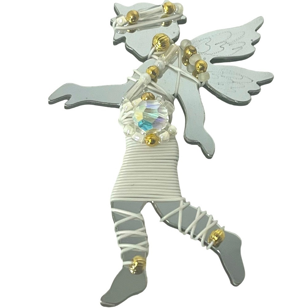 Liztech ‘97 Rare Artisan Mirrored White Fairy Brooch